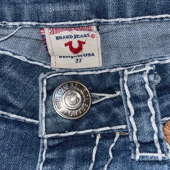 True Religion 🧲 Joey Low-Rise Distressed Thick Stitch Jeans, Size 27 - Picture 5 of 16